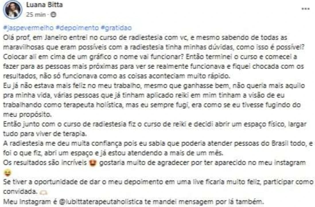 Depoimento 1 de aluna da COMU RT